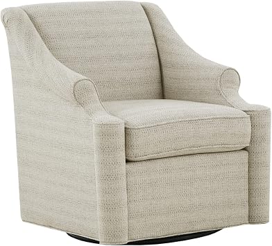 Madison Park Swivel Glider Chair for Living Room, High Back Bedroom Lounge Foam Seat Cushion Upholstered, Nursery Furniture, Metal Base, Fully Assembled, 29.5" W x 30.25" D x 34.5" H, Tan