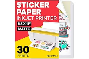 Printable Vinyl Sticker Paper for Inkjet and Laser Printers - 8.5"x11" Matte...