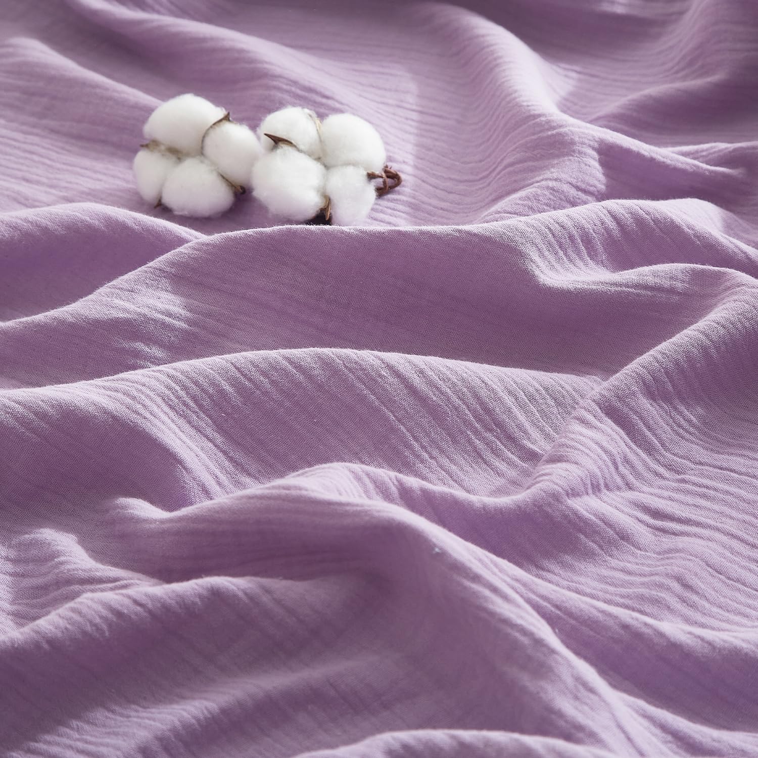 Lenzuolo con angoli in mussola di cotone 180x200cm, lenzuolo sotto con angoli, colore lilla, tinta unita, lenzuolo sotto in mussola di cotone per letto matrimoniale con materasso alto fino a 25