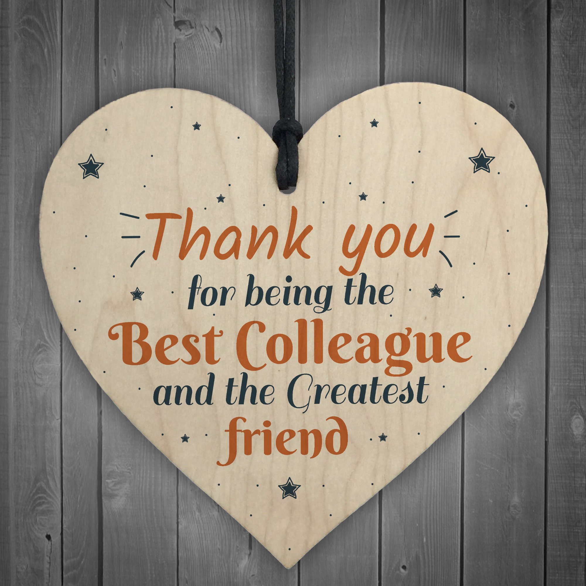 Red Ocean Thank You Wooden Heart Plaque Boss Friendship Gift For Colleagues Friend New Job Present