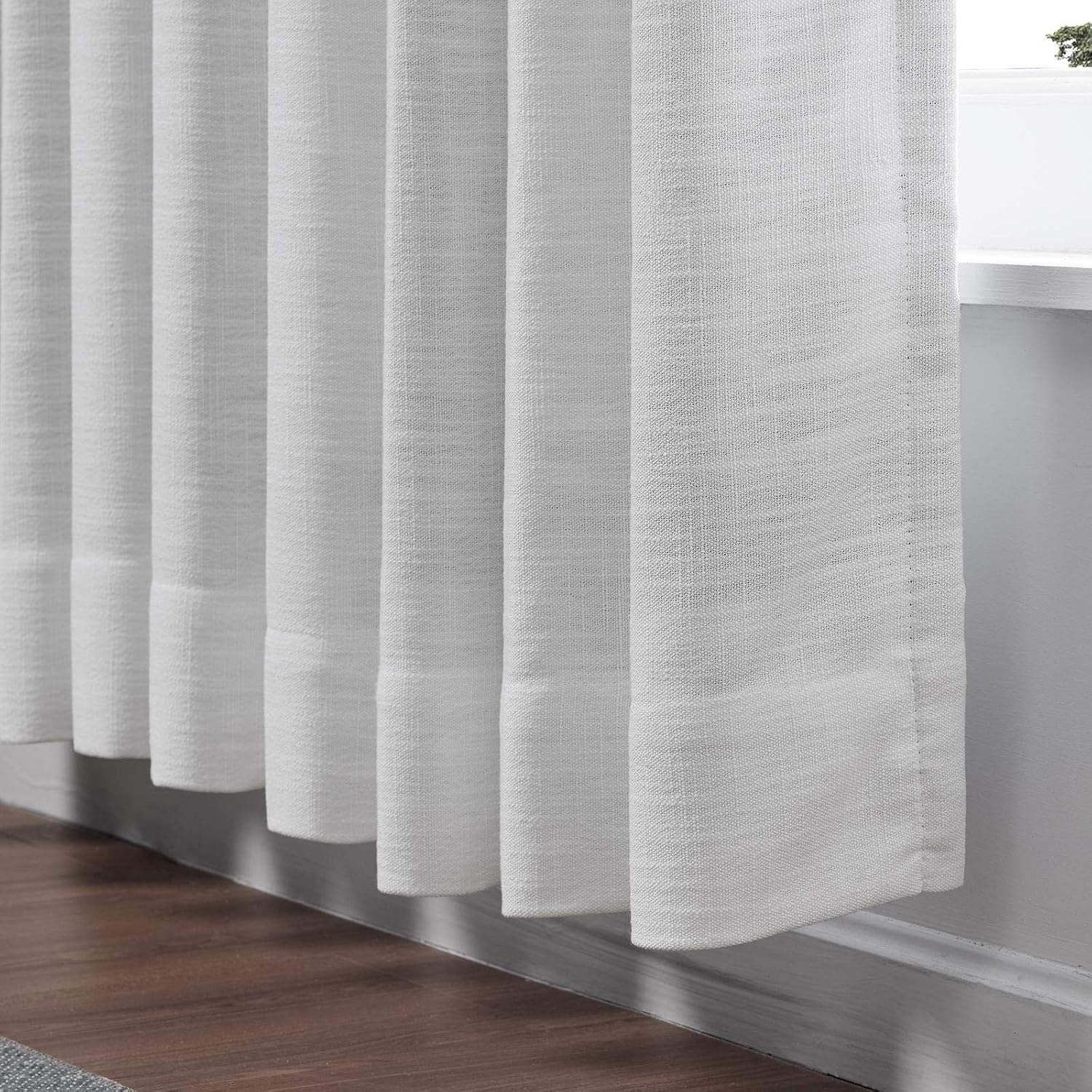 ChadMade Extra Wide Curtain 100" W x 102" L Polyester Linen Drape with Blackout Lining Pinch Pleat Curtain for Sliding Door Patio Door Living Room Bedroom, (1 Panel) Snow White Tallis Collection