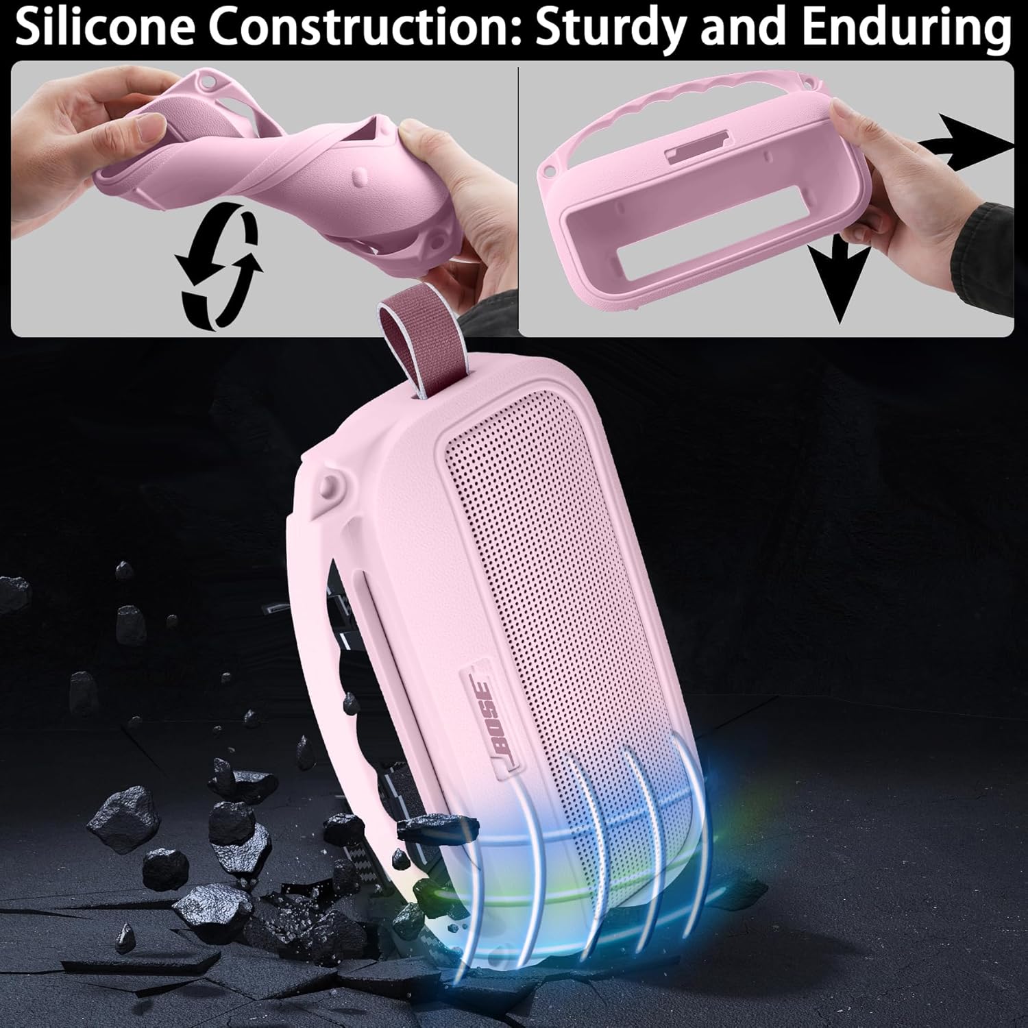 khanka for Bose New SoundLink Flex 2nd Gen Bluetooth Portable Speaker Silicone Case,Soft Protective Cover with Shoulder Strap for Bose New SoundLink Flex 2nd Gen,Case Only（Pink） - Image 3