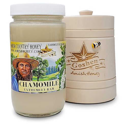Goshen Amish Country Honey CHAMOMILLE Miel extremadamente cruda 100% miel natural sin filtrar sin pasteurizar certificado OU Kosher Tarro de vidrio