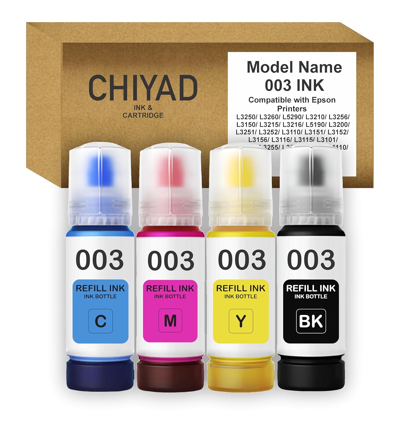 003 Ink Compatible for Epson L3250, L3260, L5290, L3210, L3256, L3150, L3215, L3216, L5190, L3200, L3251, L3252, L3110, L3151, L3152, L3156, L3211, L3212 Printer (003 Ink Set)