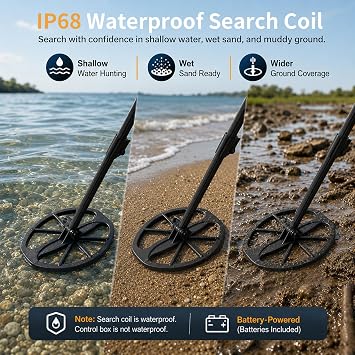 Metal Detector for Adults, Professional Foldable Waterproof Metal Detector with 11 IP68 DD Coil, Internal Coil Design, Backlit LCD Target ID, 12.8 Deep Search Gold Detector for Beach & Yard