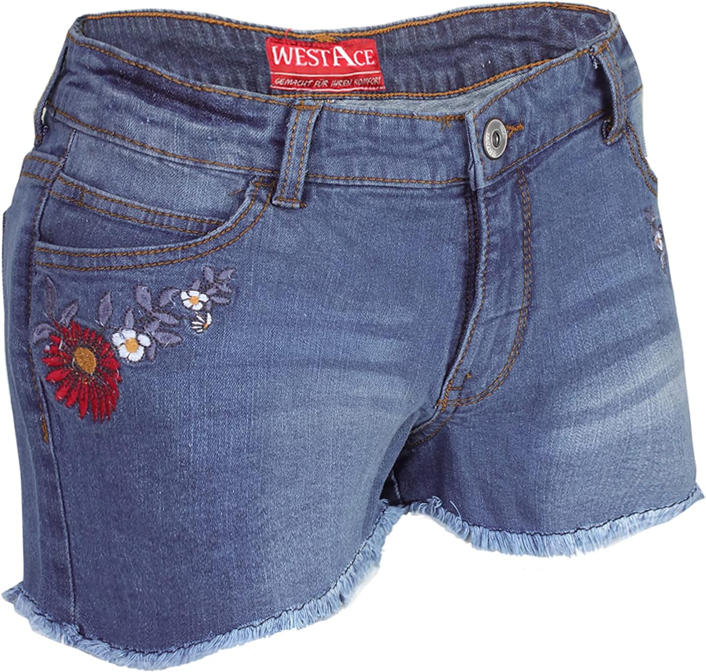 AFS Ladies Stretchy Denim Shorts Distressed Jeans Boyfriend Skinny Hotpants Ripped Rollup Half Pants (20, Hot Pant- Light Blue)