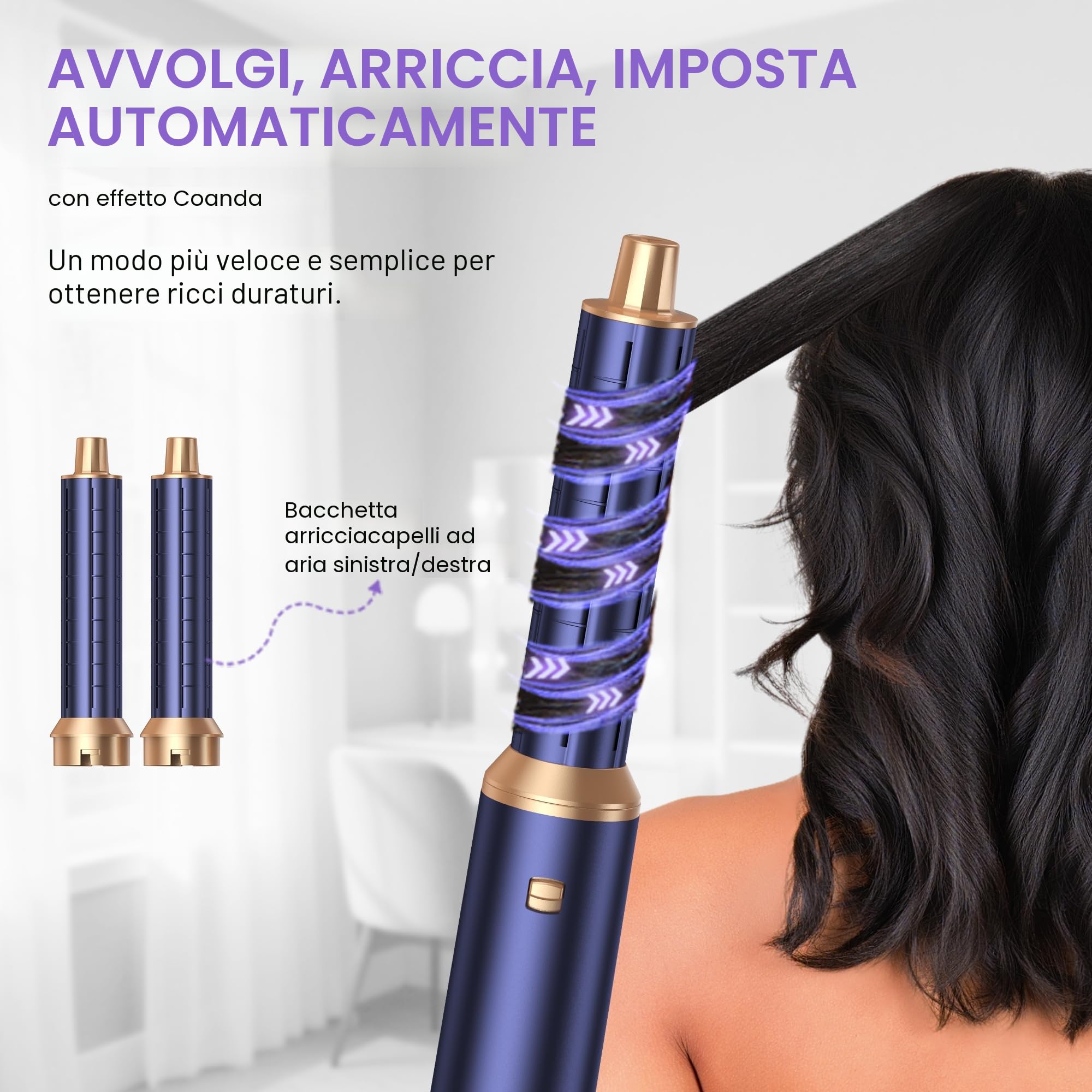 Asciugacapelli 5 in 1,Hair Styler Capelli ad Aria,1000w Phon Capelli,Spazzola Asciugacapelli Per Dare Volume Ai Capelli, Lisciare, Arricciare, Ioni Air Curler Brush,Strumenti per Capelli