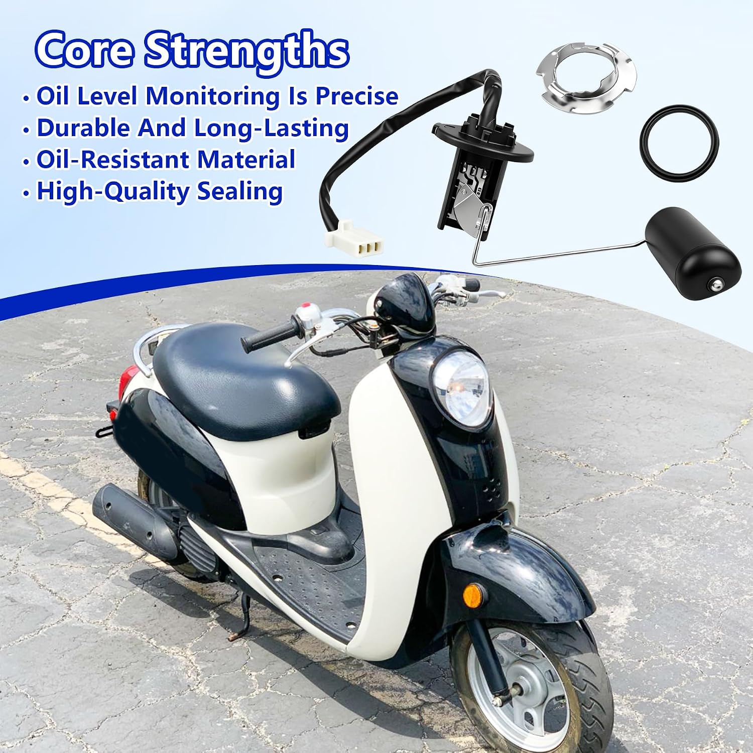 Fuel Tank Sending Unit with Retainer Assembly Fit for Honda CHF50 CHF50P CHF50PS CHF50S | Metropolitan 2002-2009, Replace 37800-GET-003 37801-GA7-700 37802-GA7-700