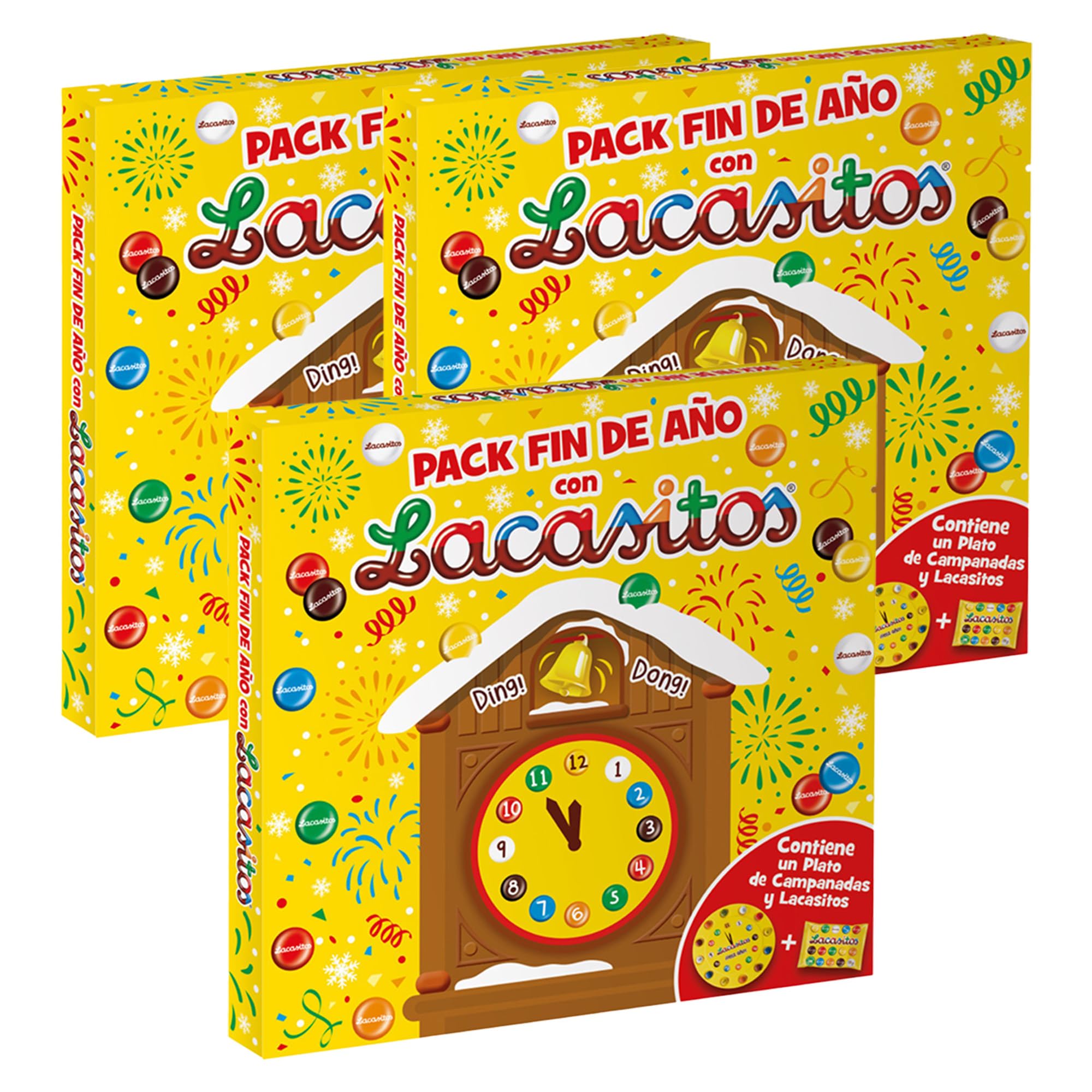 Lacasitos Lote de Navidad de 3x Caja de Plato de campanadas 18G - 1