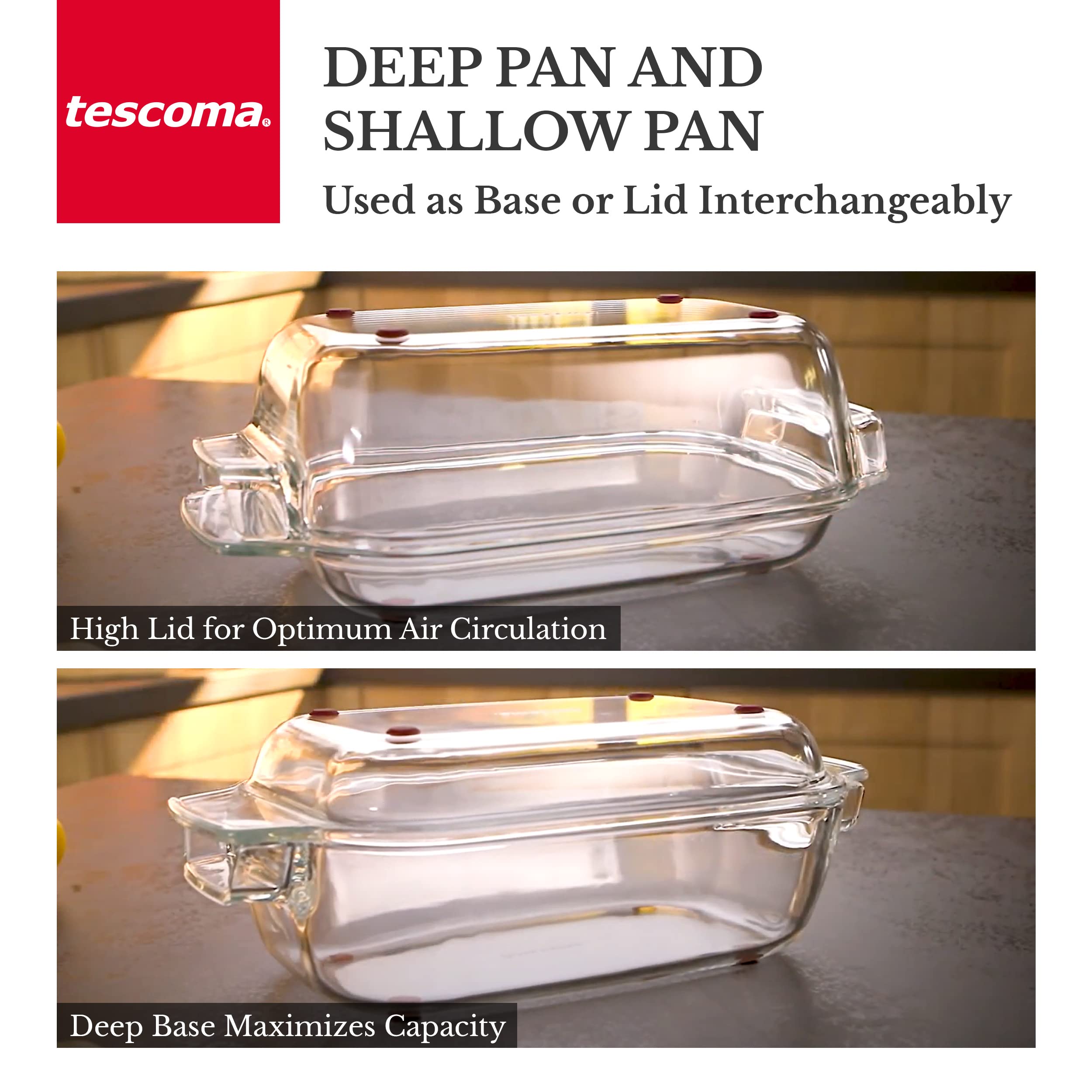 Tescoma 629090 Rostiera in vetro rettangolare con coperchio, 40x26 cm