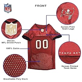 Pets First NFL Tampa Bay Buccaneers Dog Jersey, Size Small, Football Shirt Costume for Pet, Dog Sports T-Shirt, NFL Team Clothing for Cats, Licensed Pet Apparel Available in 7 Sizes and 32 Teams