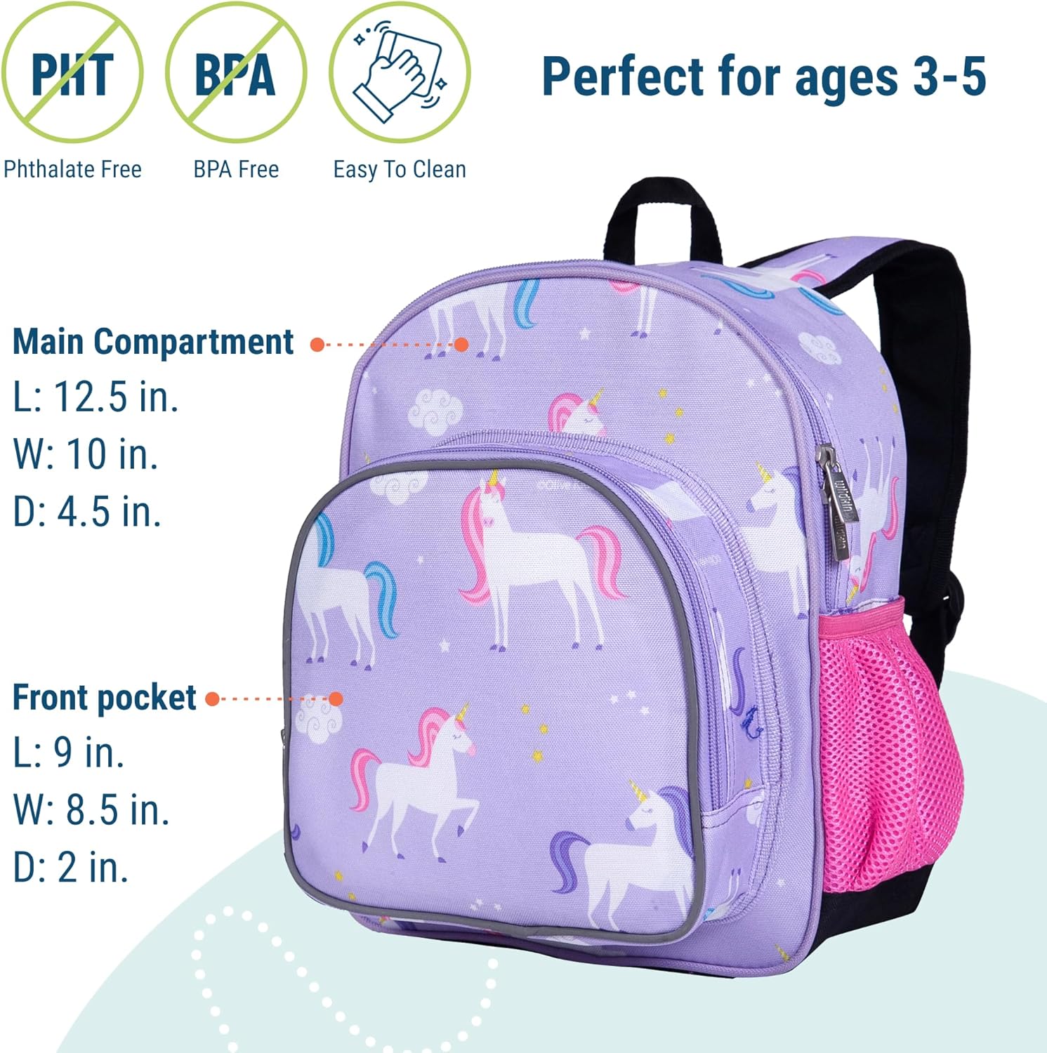 Wildkin 12-inch Kids Backpack – Padded, Adjustable, Ideal for Daycare & Travel - Unicorn - Image 4