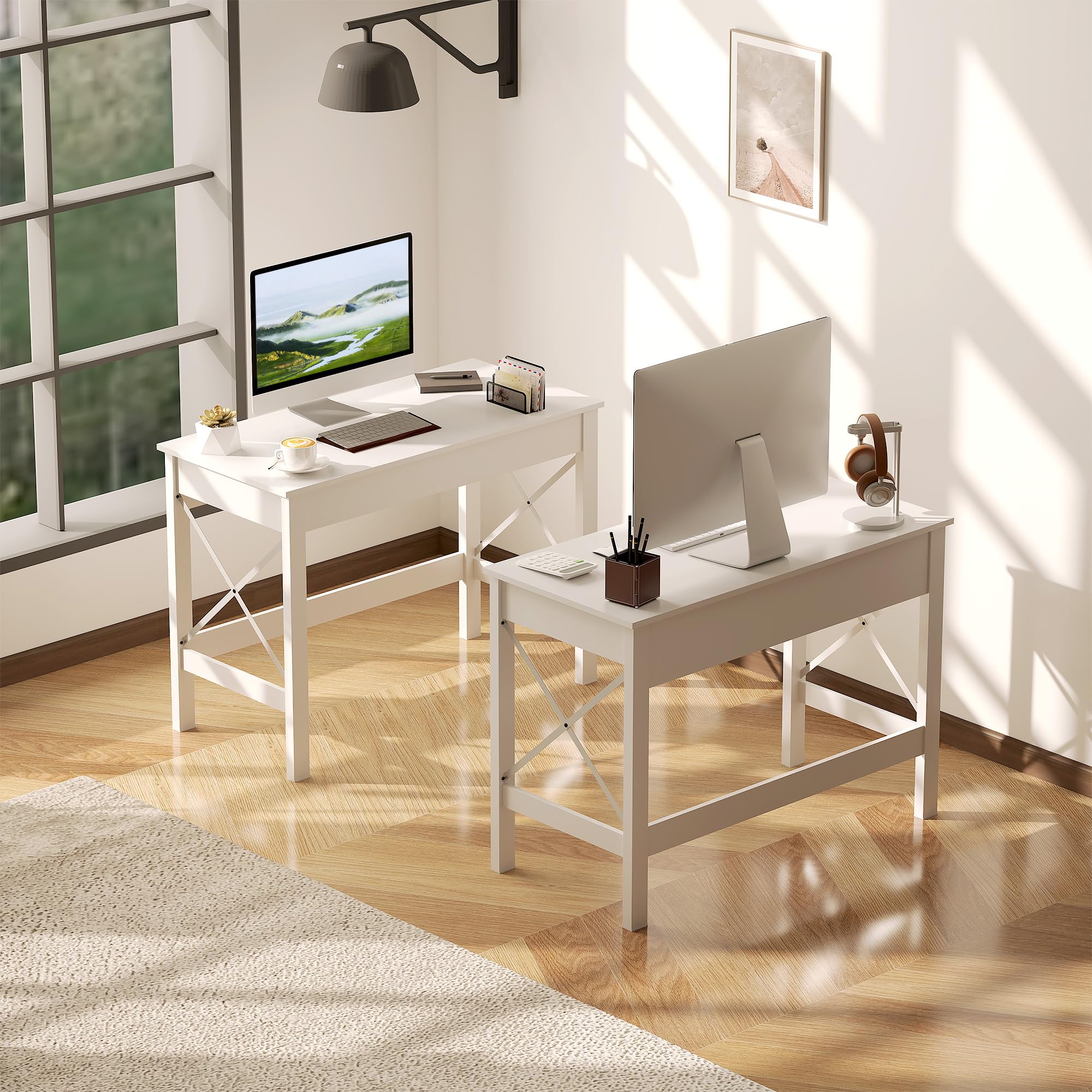 HOMCOM Biurko komputerowe 105x50 cm nowoczesny mała przestrzeń biały