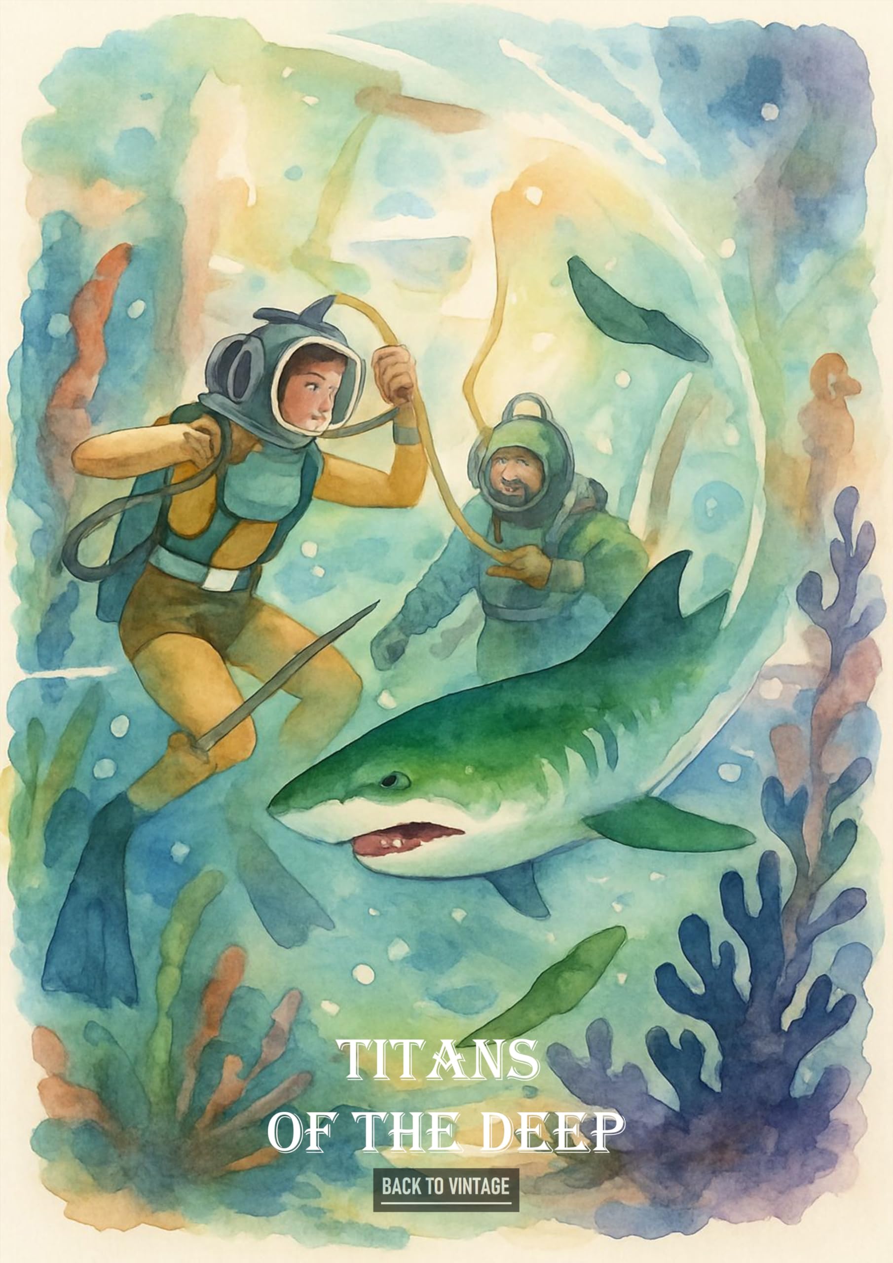 Titans Of The Deep Movie Monster Film - A4 Vintage Movie Poster Retro Wall Art for Home Theater Office or Studio Gift for Film Buffs and Classic Cinema Fans