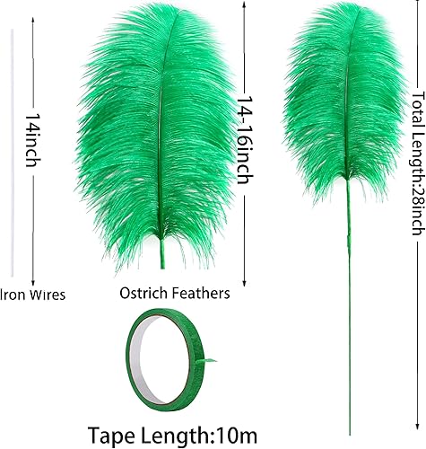 Miniatura 10 de Ballinger Plumas grandes de avestruz champán  12 piezas de 24 a 26 pulgadas, kit de fabricación de plumas bohemias para jarrón, centros de mesa de