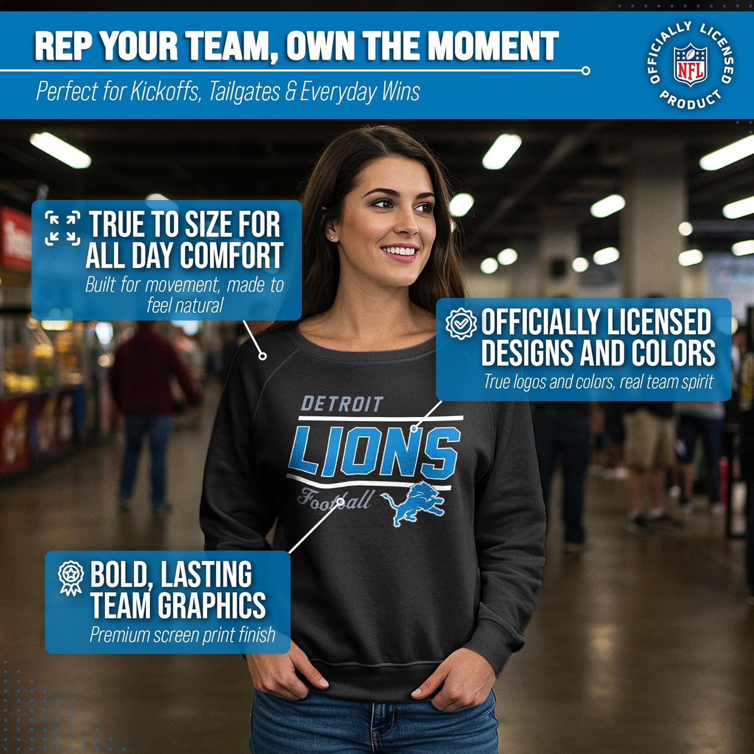 Team Fan Apparel NFL Womens Crew Neck Light Weight, Gameday Apparel, Slouchy Fit Raglan Crewneck Pullover for Women - Image 5