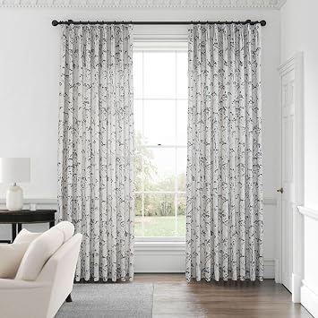 Patterned Pinch Pleat Curtain Privacy Lined Linen Textured Pleated Drape for Vintage Living Room Farmhouse, 60W x 84L, 1 Panel