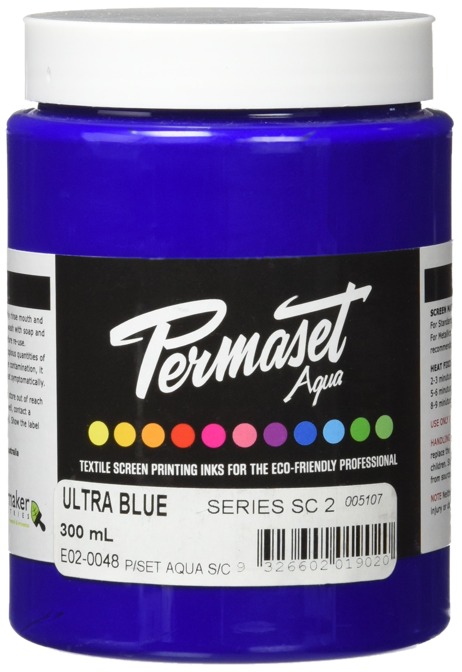 Permaset Aqua Supercover 300ml Fabric Printing Ink - Ultra Blue