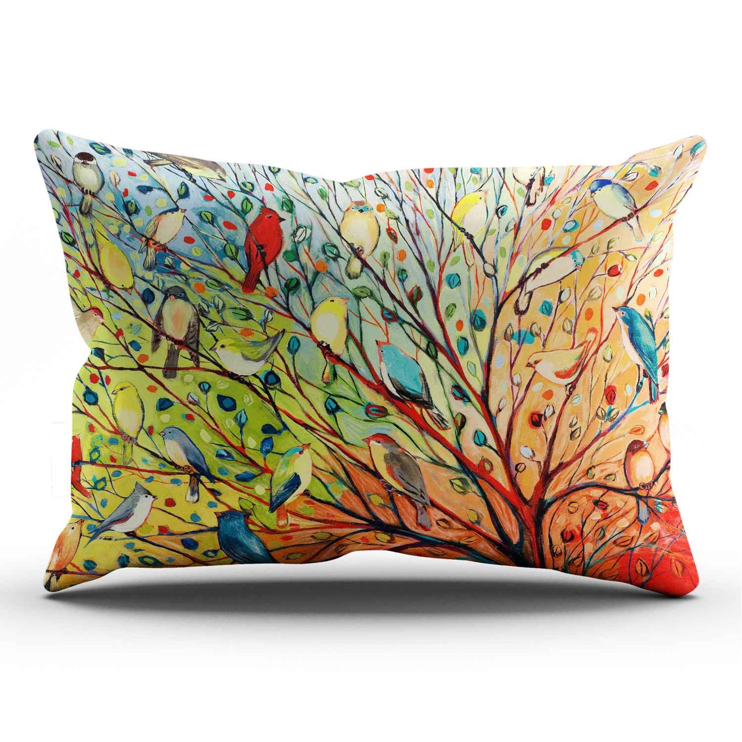 KEIBIKE Personalized Abstract Trees and Birds Square Decorative Pillowcases Print Zippered Throw Pillow Covers Cases 20"x36"