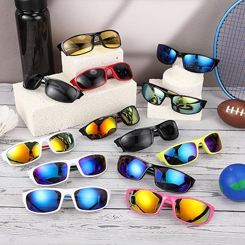 Miniatura 7 de Leumoi 18 pares de gafas de sol deportivas tácticas para correr, gafas de sol para conducción, gafas de motocicleta para hombres, mujeres y jóvenes