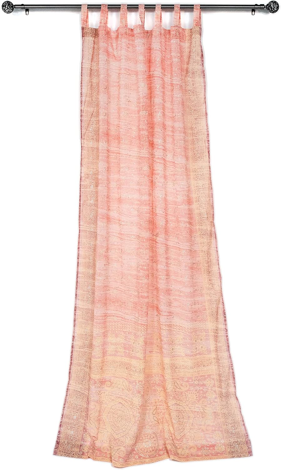 Light-Filtering Sari Colorful Curtains  Boho Curtains, Bed Canopy Panel, Tapestry or Window Treatment Brilliant Chakra Collection + Tote bag (84"L x 42"W Single panel, Dusty Rose)