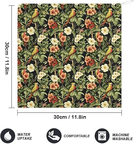 Miniatura 2 de Decorative Hand Towels for Bathroom - Hawaii Retro Parrot Print Soft Absorbent Small Bath Hand Towels for Kitchen, Farmhouse, Spa, Hotel, Guest Tea