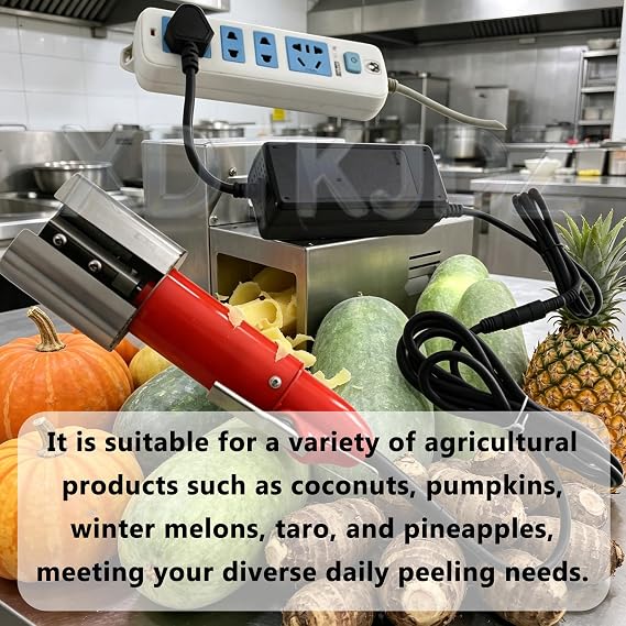 Automatic Sugar Cane Peeler, Electric Coconut Peeler Machine, W/stainless Steel Protective Cover, High Carbon Steel Adjustable Blade, for Pumpkin Winter Melon Taro Pineapple