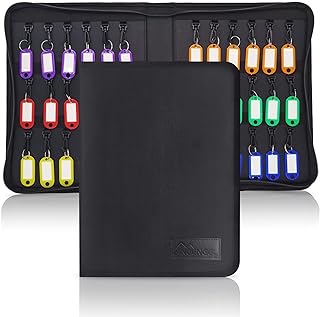Key Organizer Case, Portable Key Organizer Box with 36 Key Hooks and Tags Landlord Key Holder, Zippered Key Case for Home and Office Multi Key Organizers