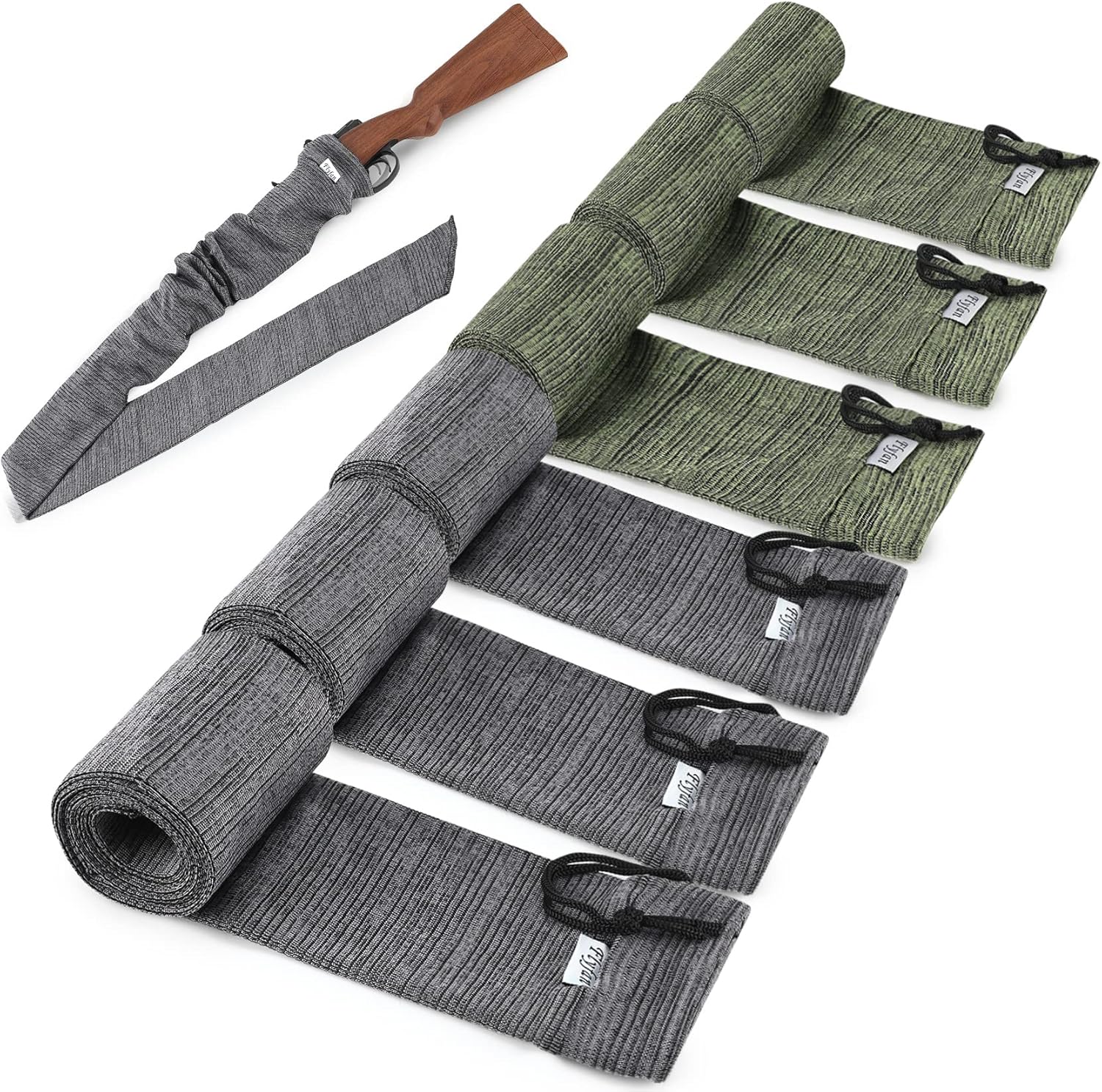 2/6 Pcs Gun Sock Silicone Treated Knit Gun Socks for Rifles and Shotguns, 52 x 4.5 In Elastic Design Hunting and Shooting Holder Socks for Gun Storage, Perfect Dad Gift or Military Gift for Man