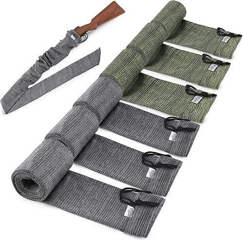 26 Pcs Gun Sock Silicone Treated Knit Gun Socks for Rifles and Shotguns, 52 x 4.5 In Elastic Design Hunting and Shooting Holder Socks for Gun