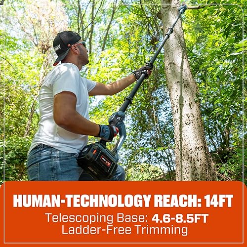 Miniatura 4 de SENIX Sierra de poste inalámbrica de 10 pulgadas, X6 60 V máx. 3.0 Ah, sierra de poste alimentada por batería con poste telescópico de fibra de