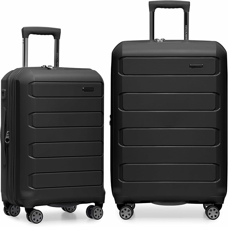 Pagosa Hardshell Expandable Luggage with Spinner Wheels, Black, 2-Piece Set (22/27)