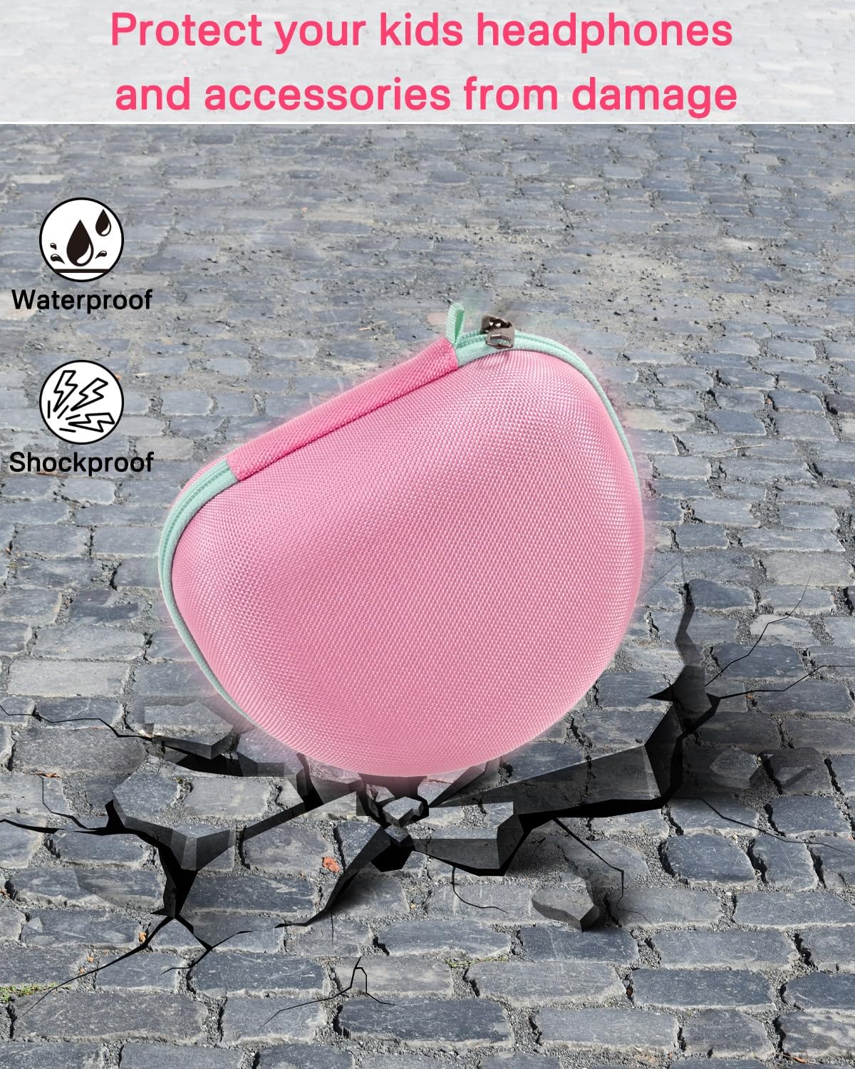 RAIACE Hard Travel Storage Case Compatible with iClever BTH12 / BTH26 / IMYB/JoySpark-T5 / Candy Bila BH03 Headphones, Protective Carrying Bag. (case only) - Pink - Image 9