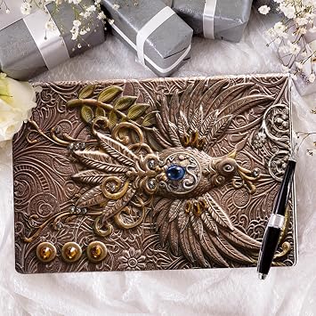 Notebook - Leather Embossed Journal, Refillable Diary Antique