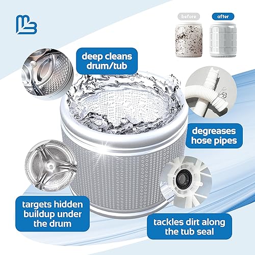 Miniatura 4 de M3 Naturals Limpiador de lavadora para carga frontal y superior, 24 tabletas sin fragancia para pieles sensibles, formulado para eliminar la