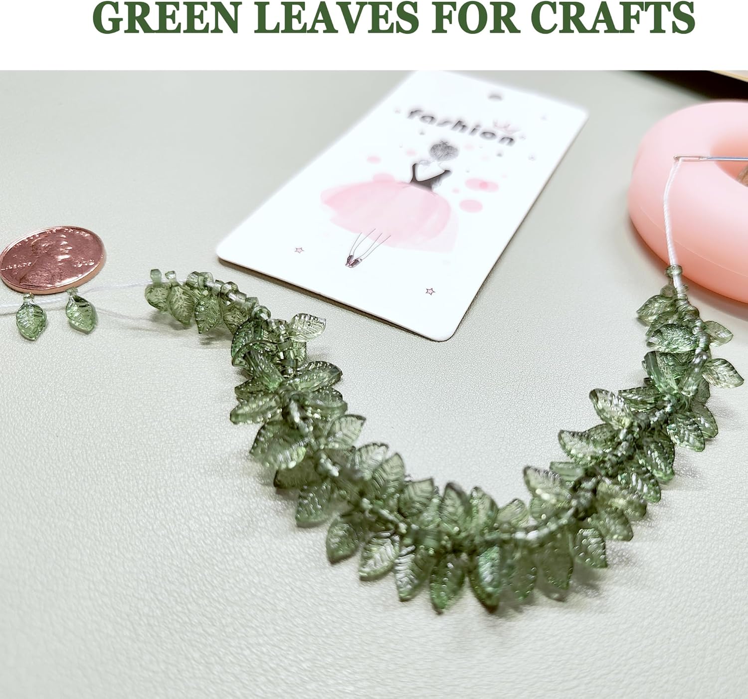 100Pcs Green Leaf Charms for DIY Jewelry – Acrylic Transparent Beads for Crafting, Nature-Inspired Pendants for Necklaces, Earrings, Bracelets - Image 2