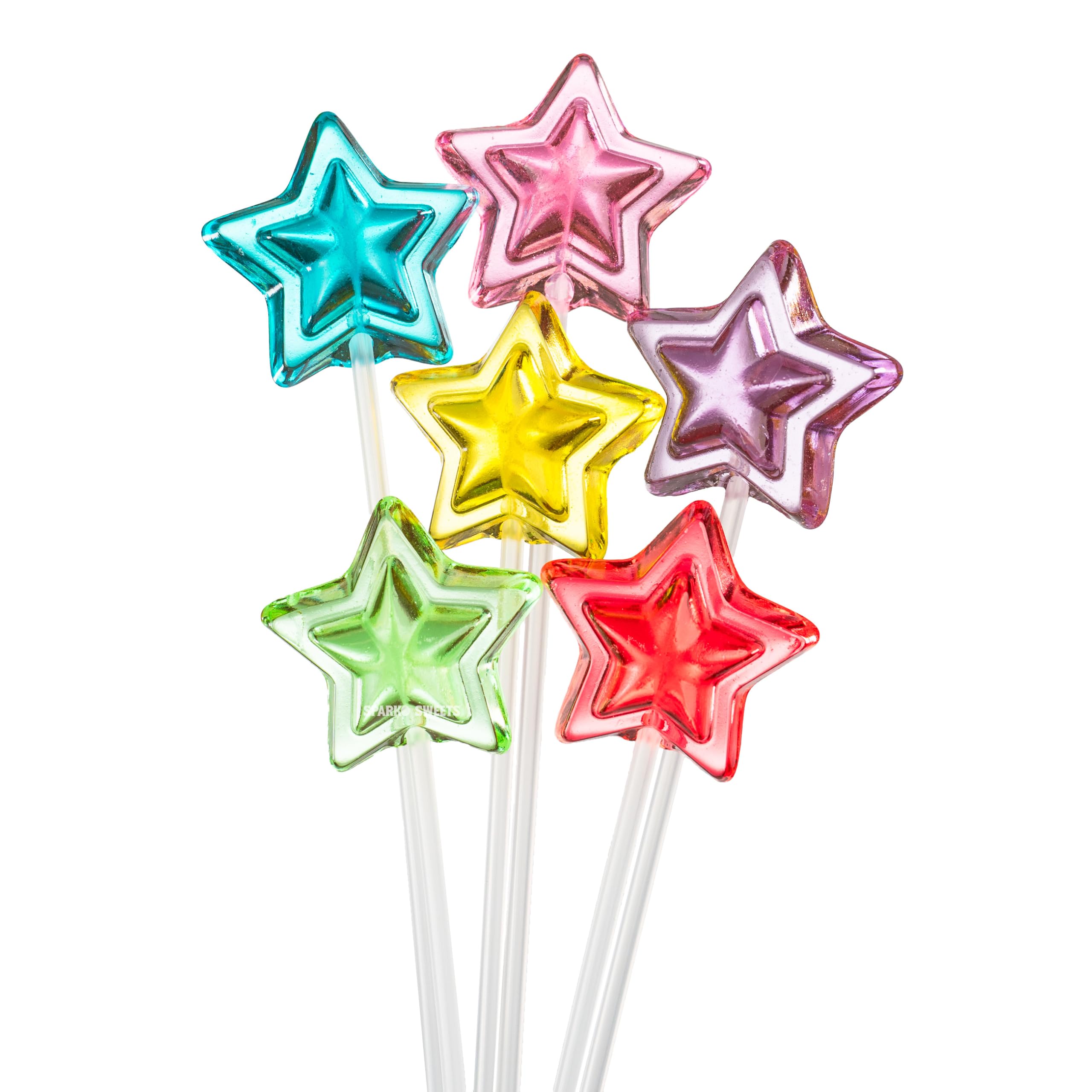 Sparko Sweets Star Twinkle Pops Lollipops, Made in USA, 100 Count, 11-Inch Stems, Multi-Flavor & Color – Perfect for Birthday Parties, Space-Themed Events, Candy Buffets, and Holiday Celebrations (Pink, Purple, Red, Blue, Green, Yellow), 4 lbs