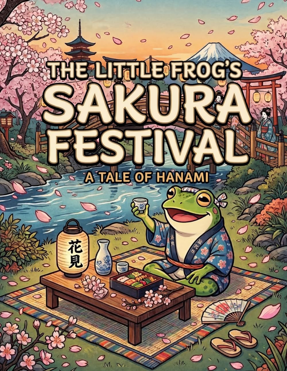 Japanese Frog Hanami Coloring Book for Adults: Relaxing Ukiyo-e Style Sakura Art Coloring Pages: Beautiful Japanese Cherry Blossom Frog Designs ... Art for Stress Relief and Mindful Coloring