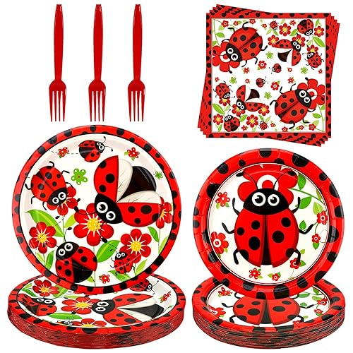 Ladybug Party Supplies - Ladybug Party Tableware - Dinner Plates,