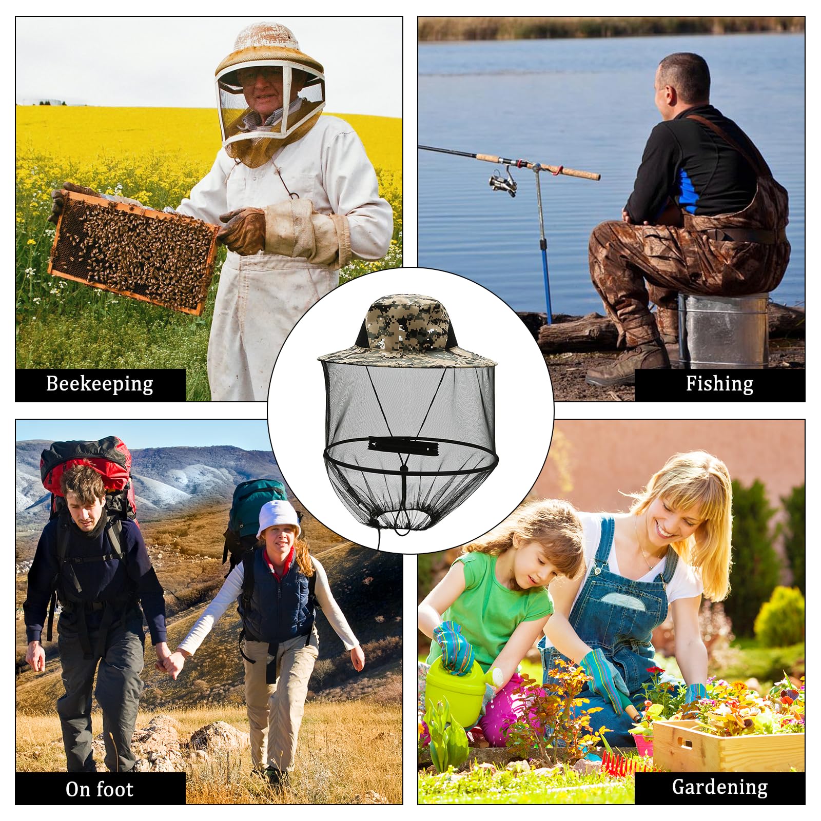 2 Pcs Imkerhut Moskitonetz Hut Schnell Trocken Moskito Kopfnetz Hut Mückenhut Breite Krempe Sonnenschutz Faltbar Mückenschutz Mütze für Outdoor Angeln Wandern Camping Gartenarbeit Männer Frauen