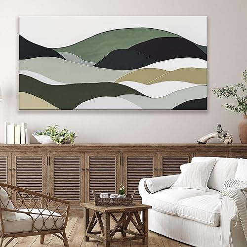 Miniatura 2 de TAIJXAGSG Arte abstracto de pared para sala de estar, lienzo moderno, decoración de pared, arte de pared verde, dormitorio, oficina, decoración