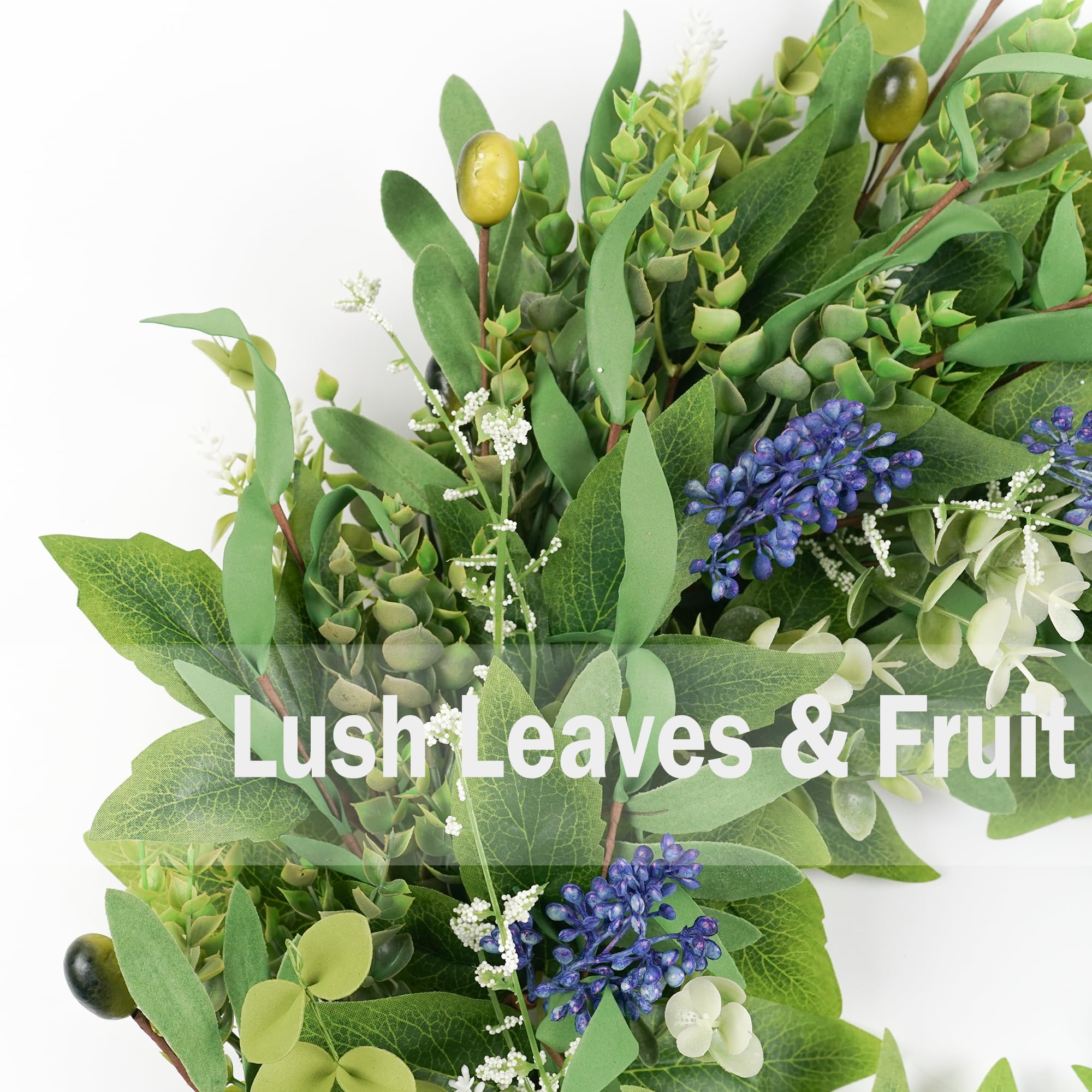 Eucalyptus Krans Voordeur Krans Voor De Voordeur - 22 Inch Groene Krans Met Eucalyptus & Olijf Voor Lente, Zomer & Hele Jaar Groene Deurkrans Alle Seizoenen