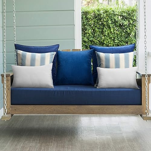 Miniatura 4 de MIULEE Almohada de 12 x 20 pulgadas, almohada para exteriores, resistente al agua, funda rectangular para sofá, muebles de patio, porche, columpio