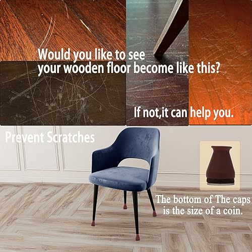 Miniatura 3 de Protectores de suelo de silicona extra pequeños para patas de silla con ajuste de fieltro de 0.55 a 0.9 pulgadas, tapas de patas de muebles pequeños