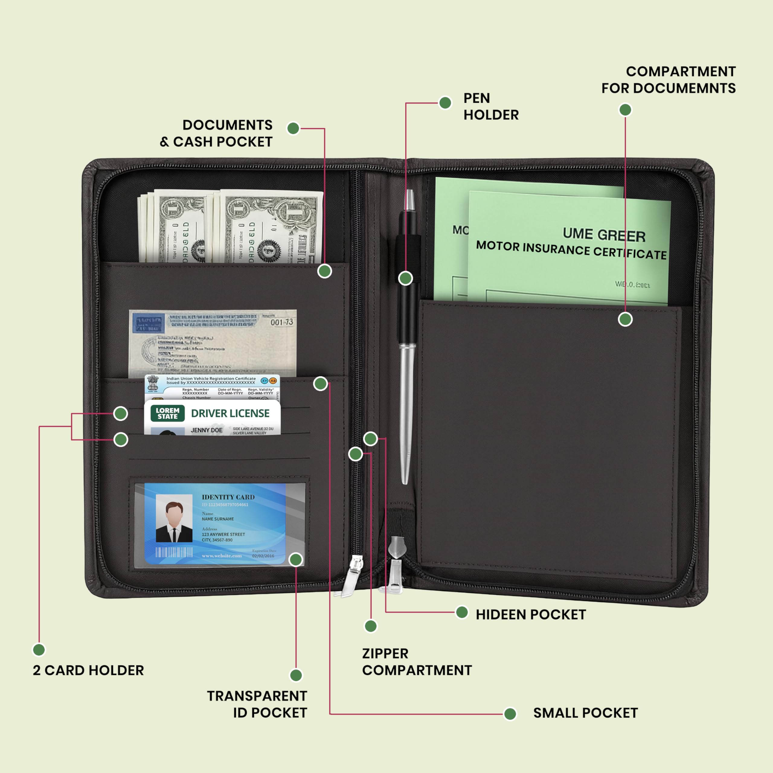 Car Document Holder - PU Leather Organizer -3