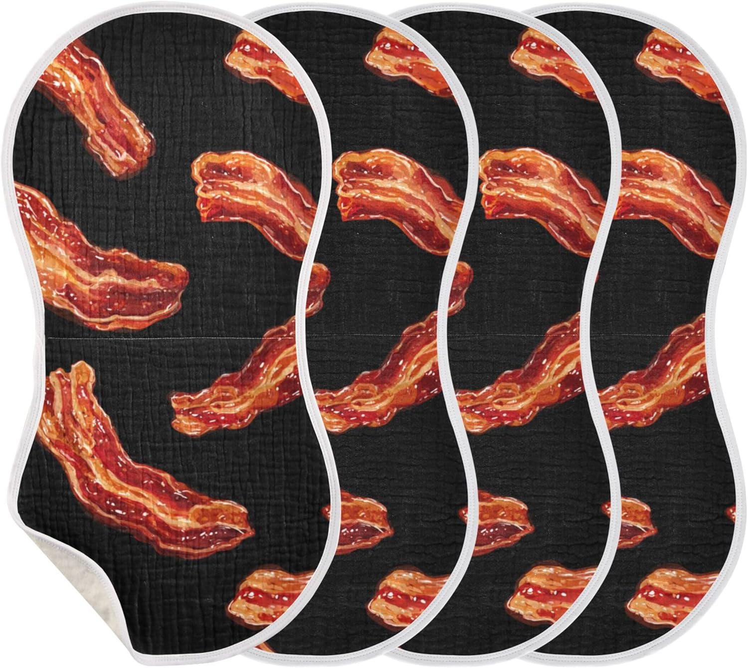 Fried Bacon Black Burp Cloths Baby Boys Girls Absorbent Soft Cotton Burping Cloths Rags 4 Pack