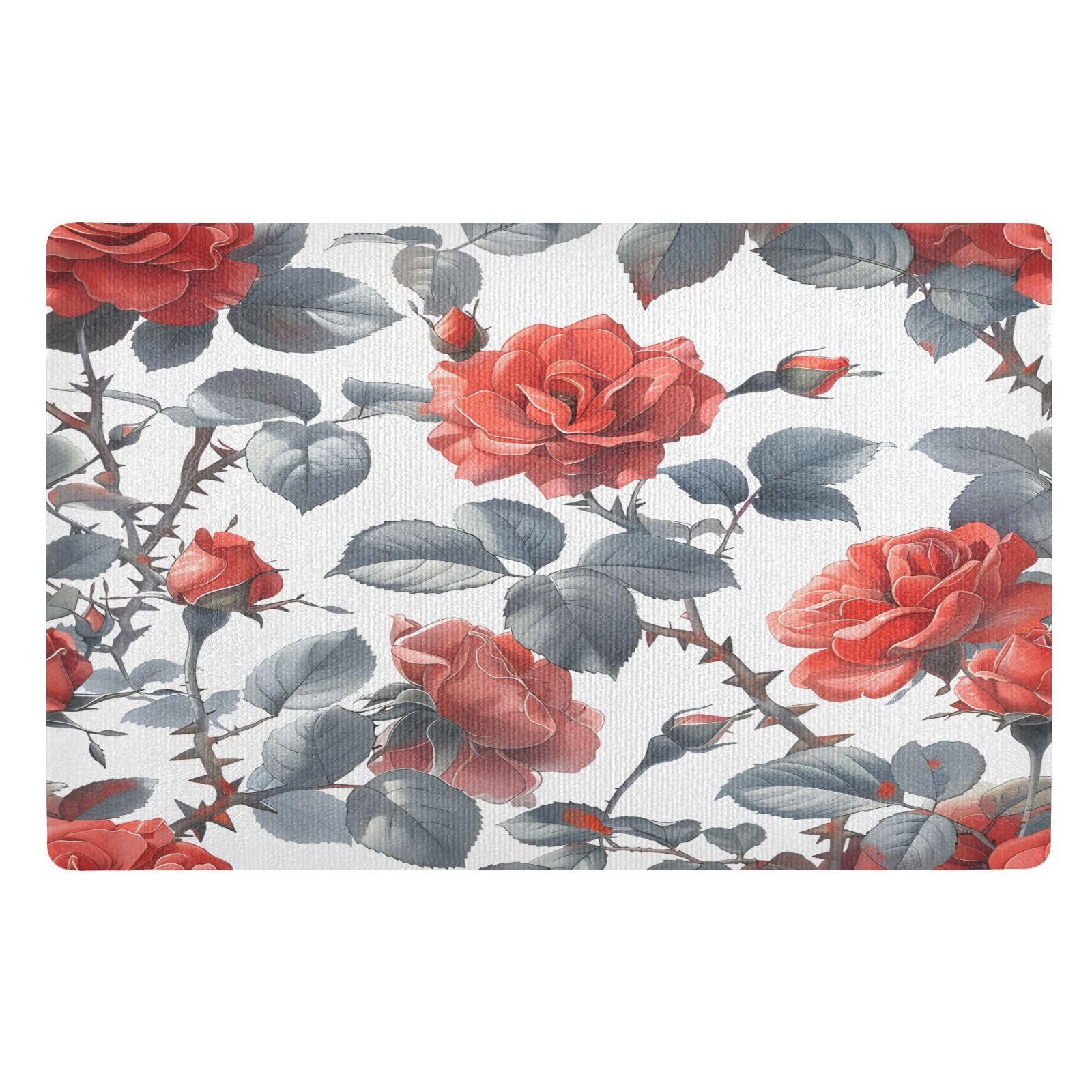 Paillasson d'intérieur antidérapant absorbant lavable 50x80cm rose rouge