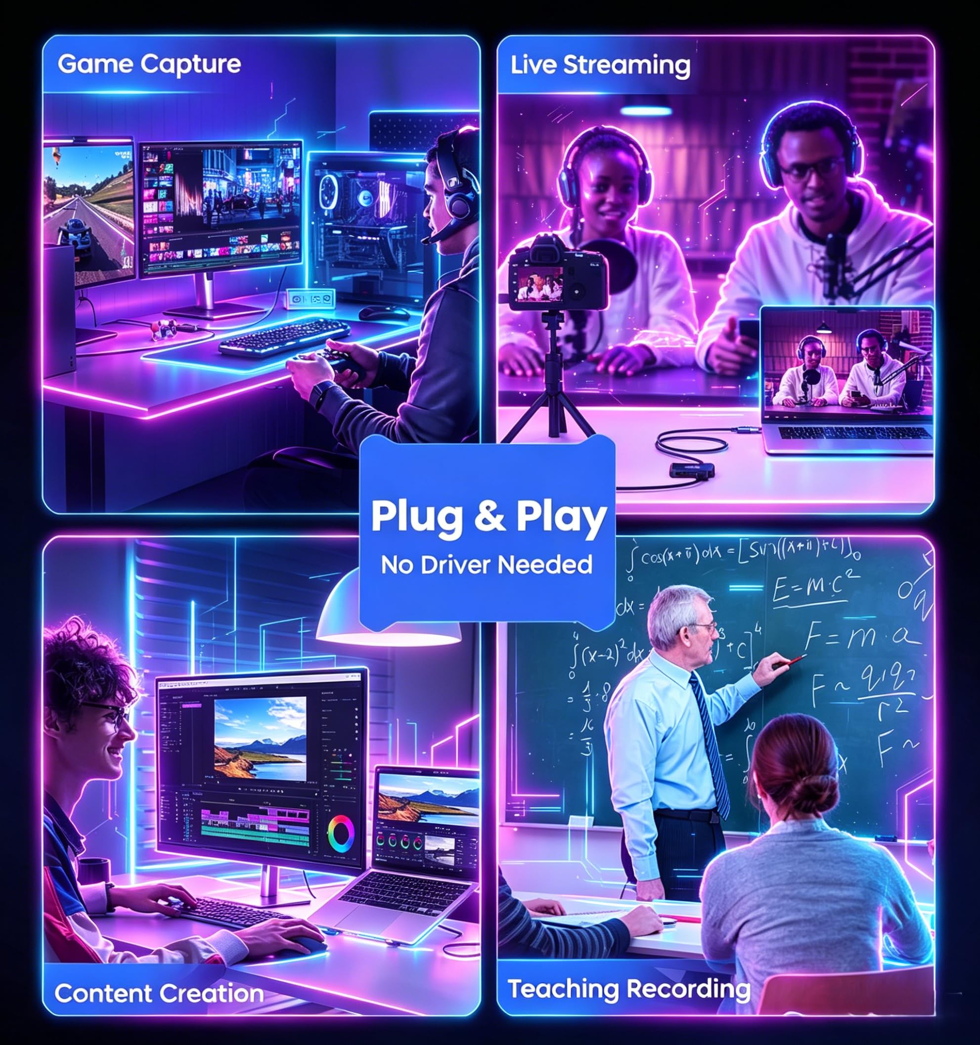Bytewave Tarjeta de captura de video USB 3.0 para transmisión, grabación de video HDMI 1080P 60Hz con paso 4K30, Plug & Play Cam Link aluminio baja latencia tipo C dispositivo para Nintendo Switch 2