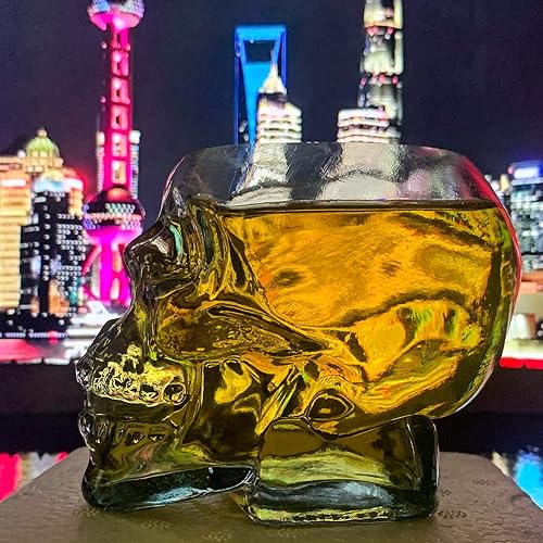 Miniatura 5 de Vaso de cristal de calavera de 12 onzas (11.8 fl oz), cristal de calavera multiusos para fiestas temáticas de Halloween, copas de vino, regalos de