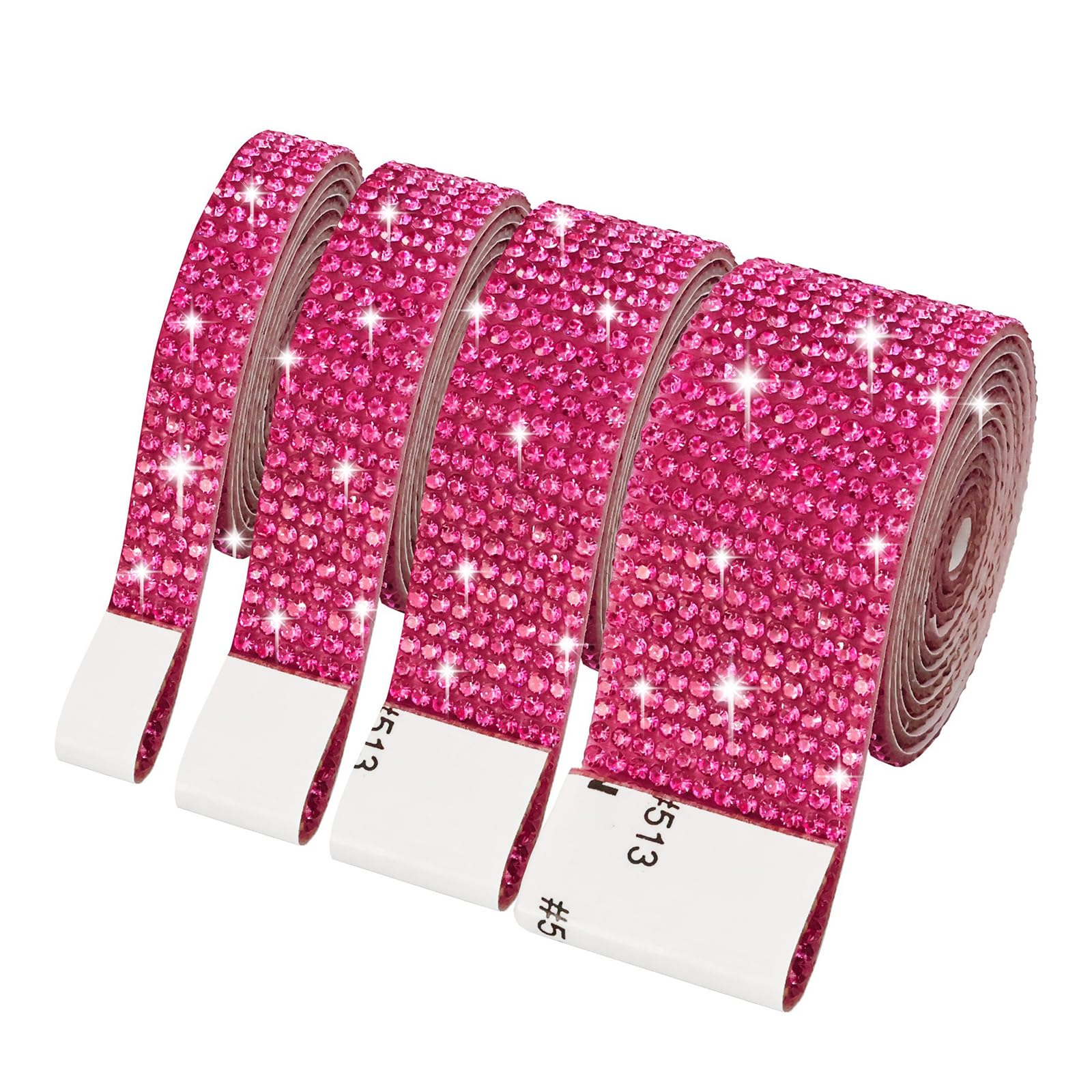 ZEPFJHE 4 Rolls Sparkling Rhinestones Ribbons Adhesive Rhinestones Tapes for Art Craft Cake Decoration Garment Making Costume Decorations